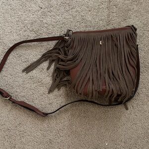 Brown Fringe Crossbody Bag